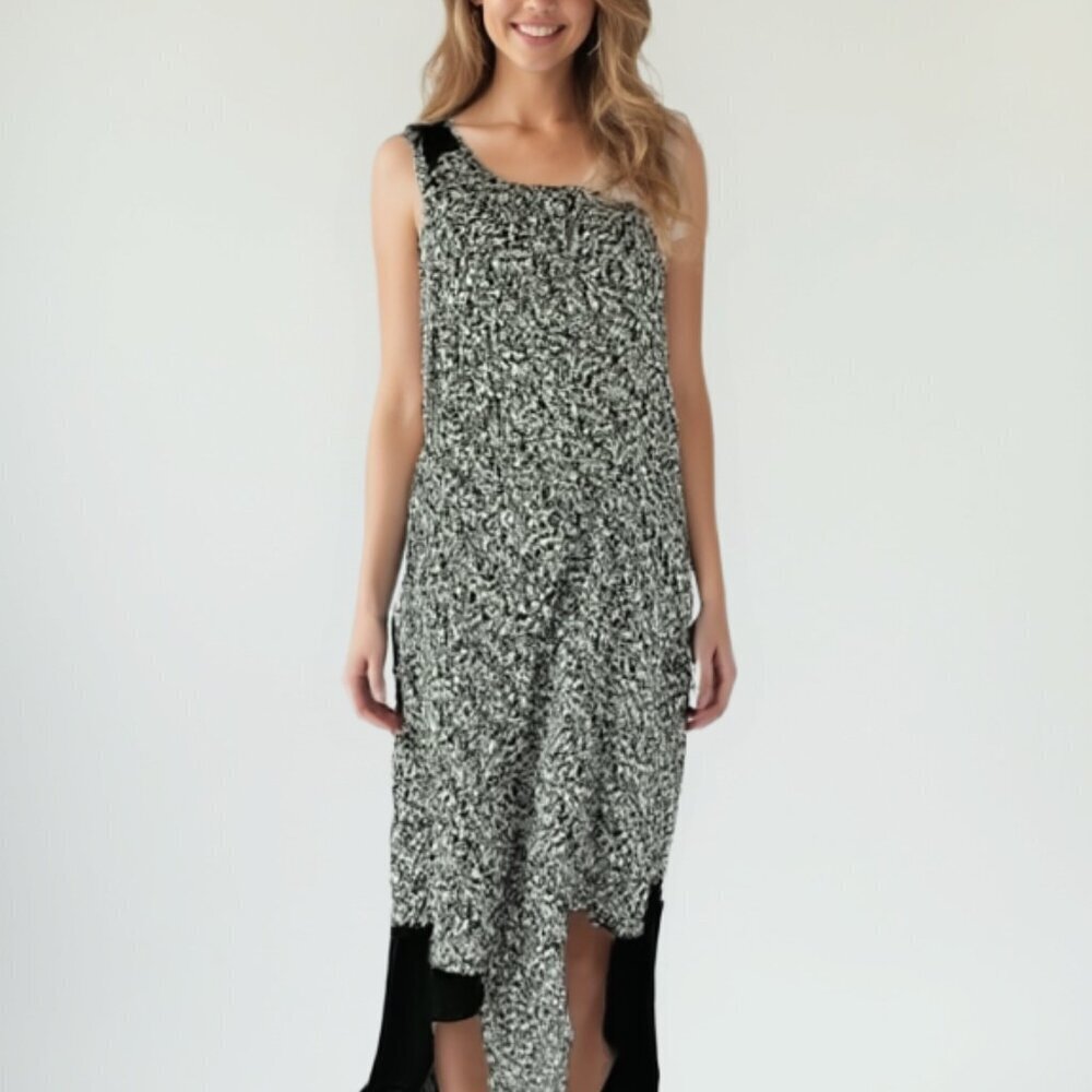 Simply Vera Vera Wang Asymmetrical High-Low Sundress Black White M 💕